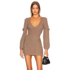 x REVOLVE Malina Deep V Neck Knit Dress in Taupe
Michael Costello